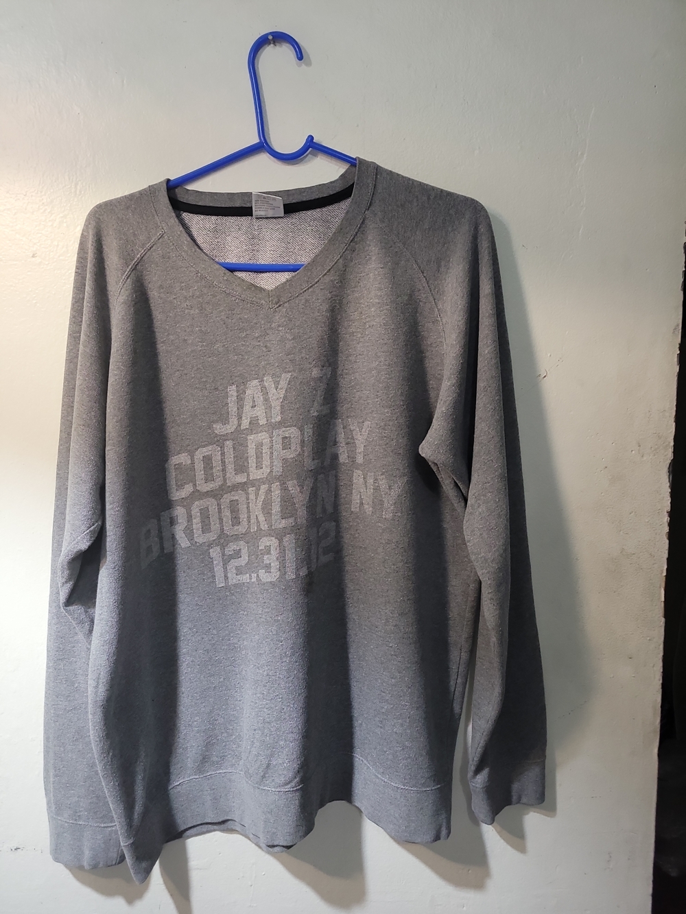 Russell Athletic Gray V-Neck Sweater with Faded Front Print 12.31.12